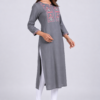 Women's Rayon Embroidered Kurti Grey Angle View