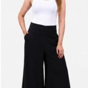 Women’s Black Rayon Palazzo Pants – Full Front View