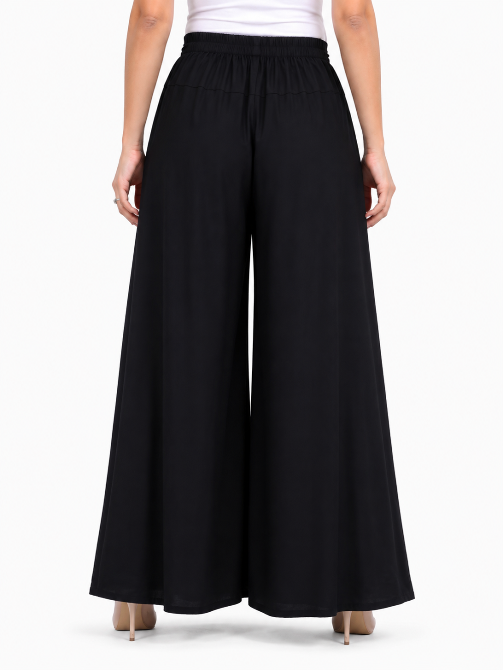 Photo 3 – Back View Women’s Black Rayon Palazzo Pants – Back View