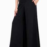 Women’s Black Rayon Palazzo Pants – Front Angle View
